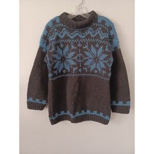 Vintage Greek handknit wool ski sweater womens S chunky pullover 80s oversized